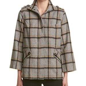 Kut from the Kloth Agatha Grey Plaid Coat Shacket Chore Coat‎ Sz XS